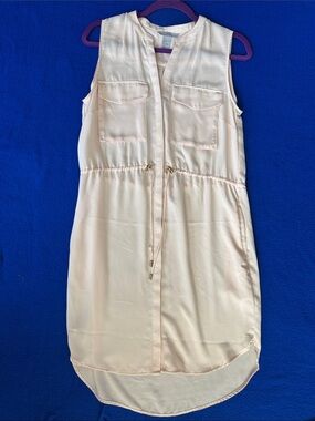H&M Sleeveless High-Low Shirt Dress in Light Blush